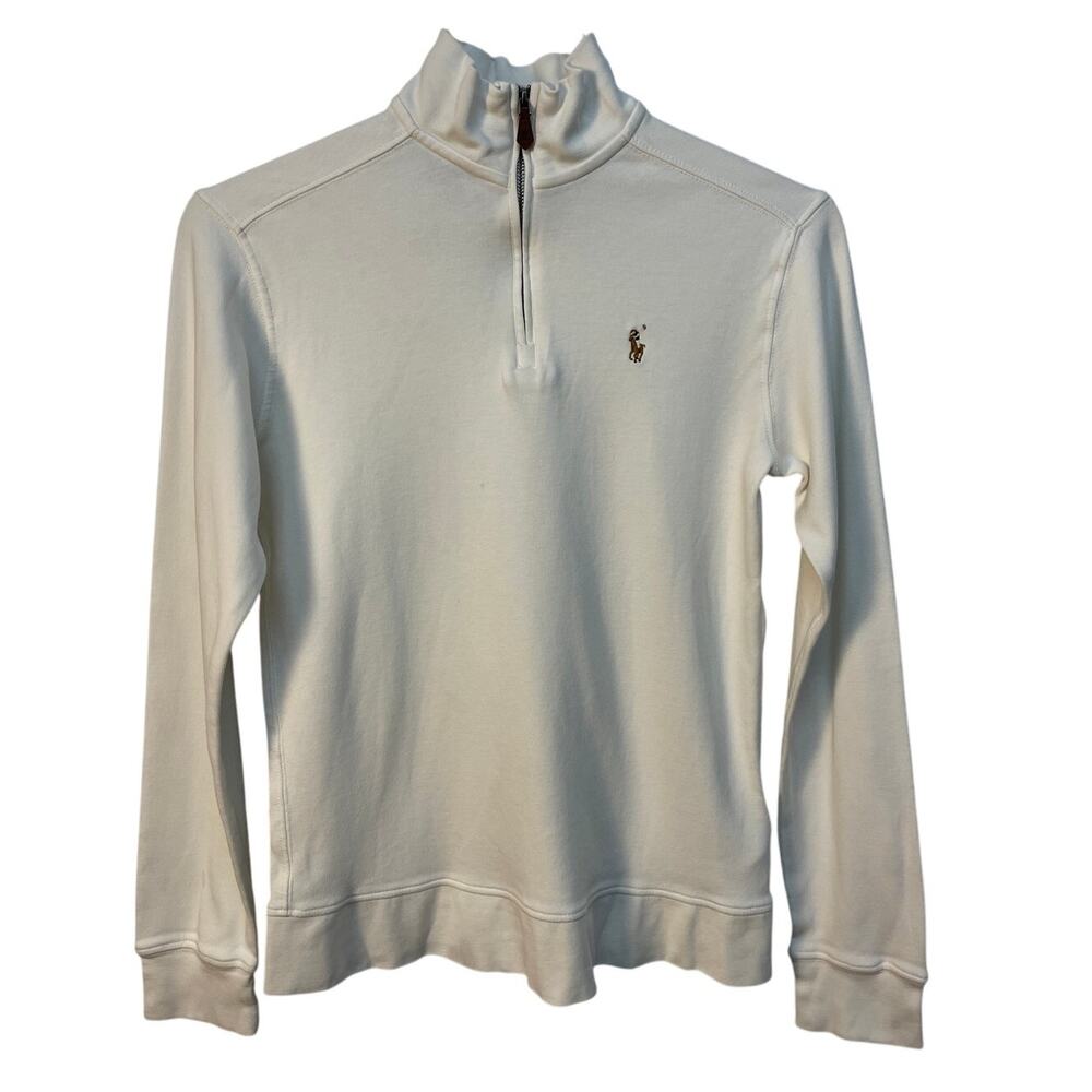 Polo Ralph Lauren Boys‎ Long Sleeve 1/4 Zip Mock Neck Top Color Ivory L/G(14-16)